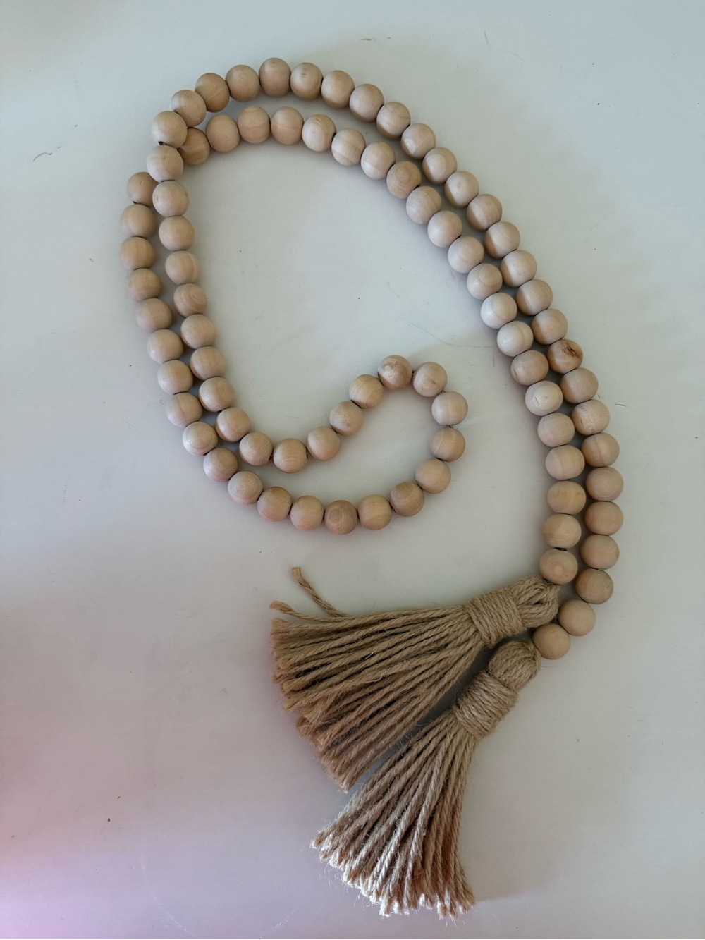 53 in Wood Bead decorative piece with Tassels